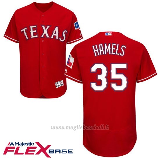 Maglia Baseball Uomo Texas Rangers Cole Hamels Scarlet Autentico Collezione Flex Base
